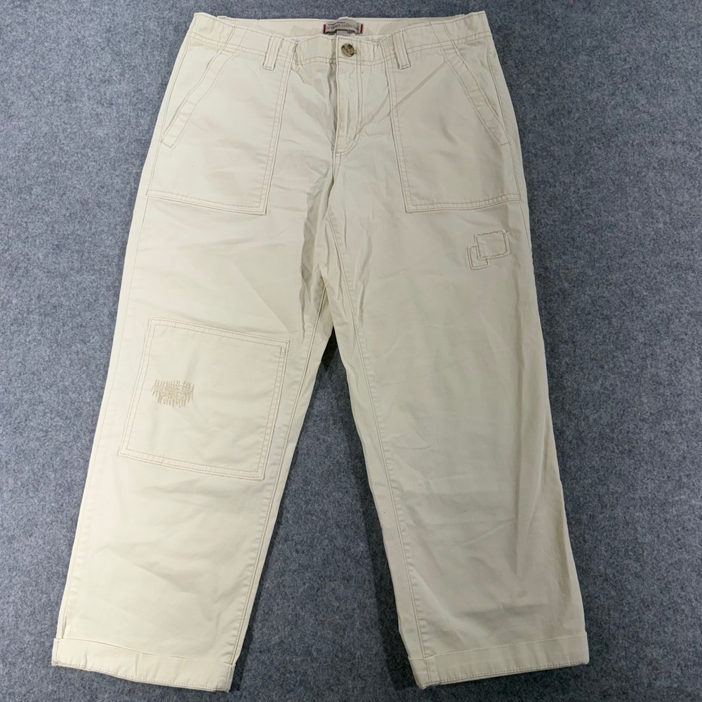Banana Republic Heritage Collection Utility Pants Cream Patchwork Wide Leg 6S